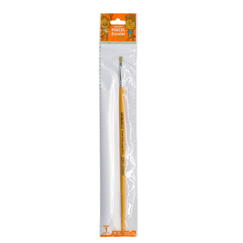 Pincel Escolar Chato Longo Blister 815-0 Cx/24 Blister Leoeleo