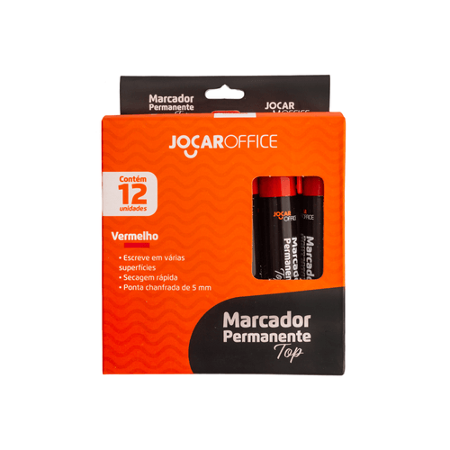 Marcador Perman.Ponta Chanfrada Top Verm.Cx/12 Jocar Office