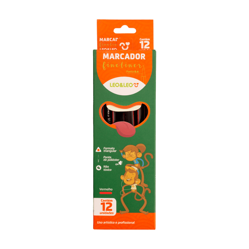 Marcador Fine Vermelho Tubo/12 Und Leoeleo