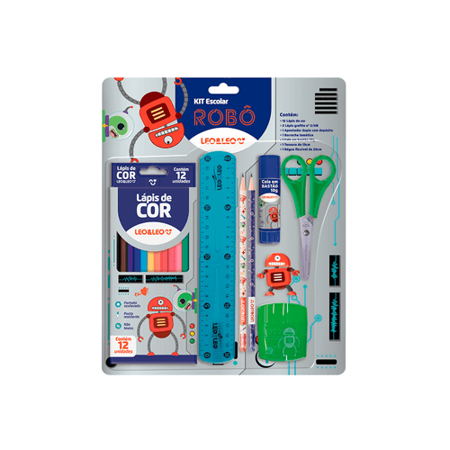 Kit Lapis De Cor 12 Cores Robo C/6 Kits Leoeleo