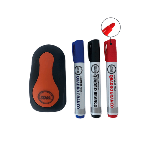 Conjunto Marcador Qd.Branco Az.Pt. Vm E Apag.Blister Cx/6Cjt Jocar Office