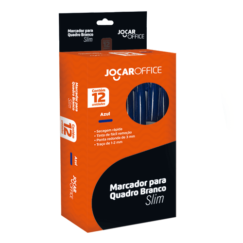 Marcador Para Quadro Branco Slim Azul Cx/12 Jocar Office