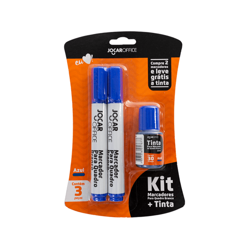 Marcador Para Quadro Branco Azul Blister/2 Unid E Tinta Cx/12 Blister Jocar