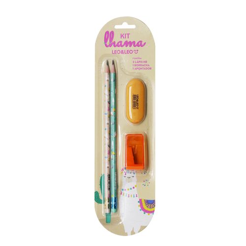 Kit Lápis Hb Lhama 2 Lápis/Apontador/Borracha Cx/ 24 Blister Leoeleo