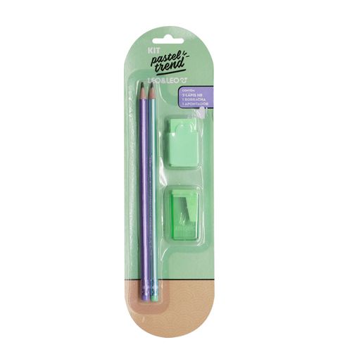 Kit Lapis Hb Pastel Trend 2 Lapis/Apontador/Borracha Caixa/24 Blister Leoeleo
