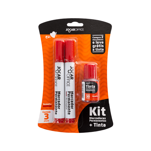Marcador Perman.Verm Blister/2 Unid E Tinta Cx/12 Blister Jocar Office