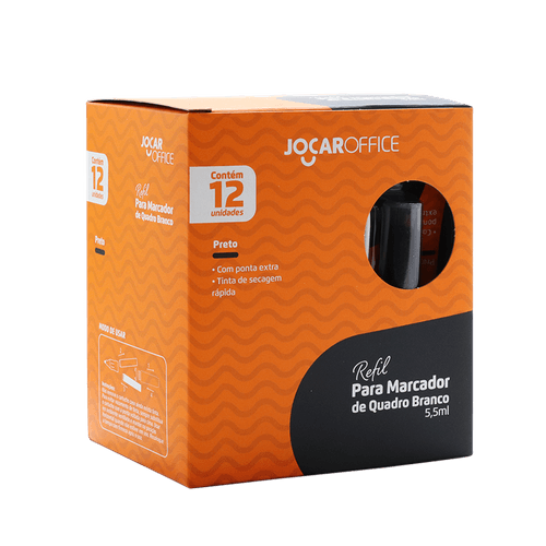 Refil Marcador Quadro Branco Recarreg.Preto Cx/12 Und Jocar Office