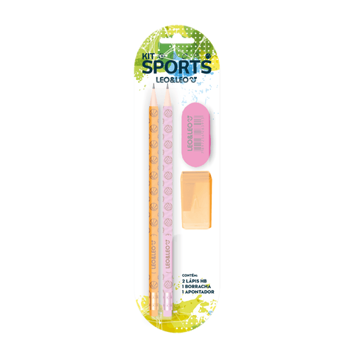 Kit Lápis Hb Sports 2 Lápis/Apontador/Borracha Cx C/ 24 Blisters Leoeleo
