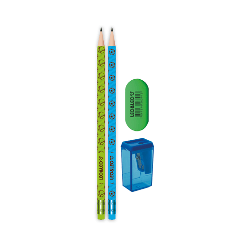 Kit Lápis Hb Sports 2 Lápis/Apontador/Borracha Cx C/ 24 Blisters Leoeleo