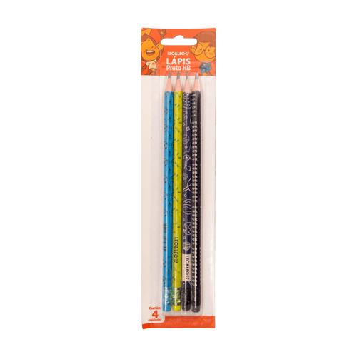 Lapis Grafite Hb Resina Fantasia Masc Cx/24 Blister/4 Und Leoeleo