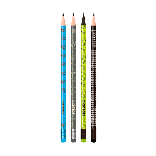 Lapis Grafite Hb Resina Fantasia Masc Cx/24 Blister/4 Und Leoeleo