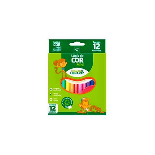 Lápis 12 Cores Eco Mini Sextavado Flex Ecológico Leoeleo