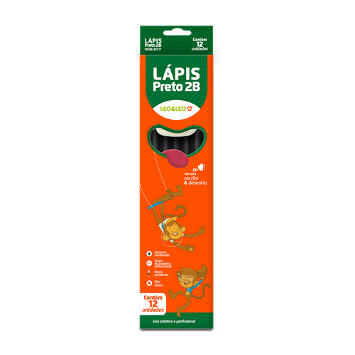 Lápis Técnico Grafite 2B Madeira Cx/12 Und Leoeleo