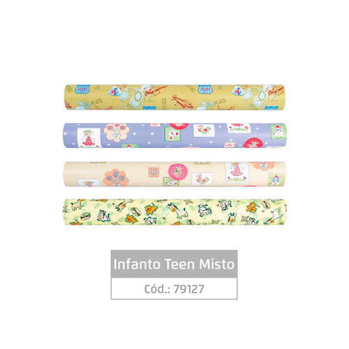Plástico Adesivo Para Decoração Leotack Infantoteen Misto 45Cmx1.5M 80Mic Cx/24 Rolos Leoarte