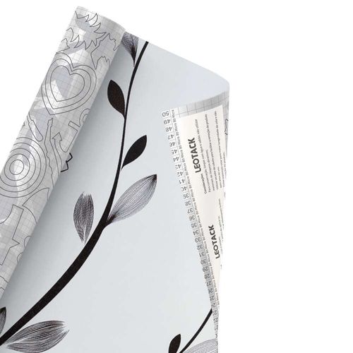 Plástico Adesivo Para Decoração Leotack Floral 03  45Cmx10M 80Mic Rolo Leoarte
