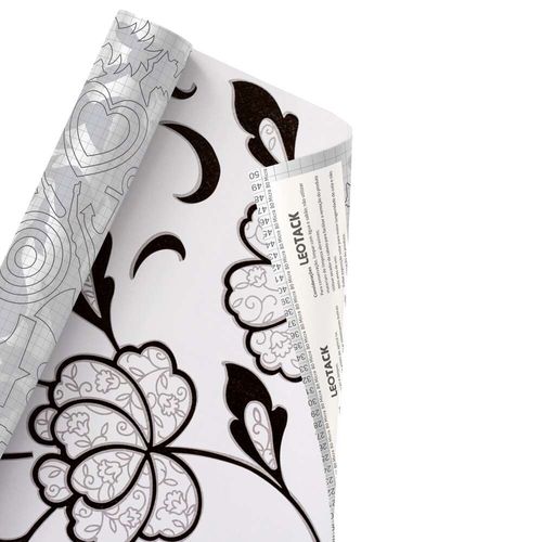 Plástico Adesivo Para Decoração Leotack Floral 07  45Cmx10M 80Mic Rolo Leoarte