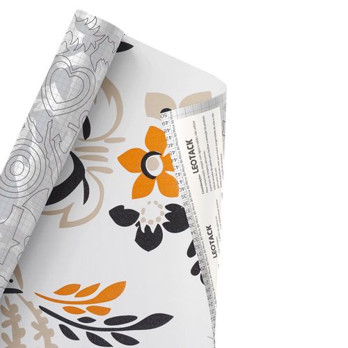 Plástico Adesivo Para Decoração Leotack Floral 08  45Cmx10M 80Mic Rolo Leoarte