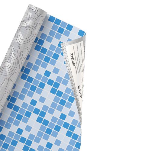 Plástico Adesivo Para Decoração Leotack Pastilha Azul 45Cmx10M 80Mic Rolo Leoarte