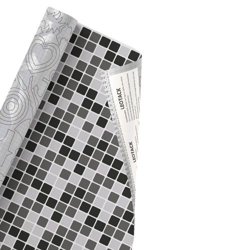 Plástico Adesivo Para Decoração Leotack Pastilha Preta 45Cmx10M 80Mic Rolo Leoarte