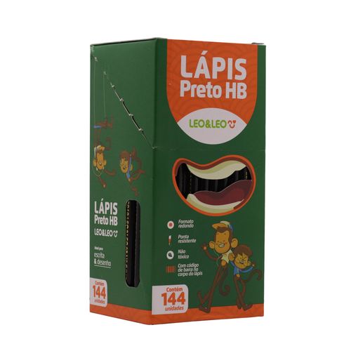 Lapis Grafite Hb Resina Preto Redondo Cx/144 Und Leoeleo