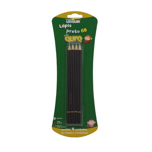 Lápis Técnico Grafite 6B Madeira Blister/4 Lápis Cx/12 Blisters Leoeleo