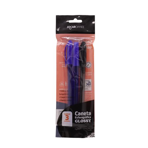 Caneta Esf. Easy Media Az/Az/Pt Cx/15 Bls 3 Und Jocar Office