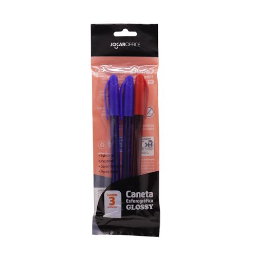 Caneta Esf. Easy Media Az/Az/Vm Cx/15 Bls 3 Und Jocar Offfice