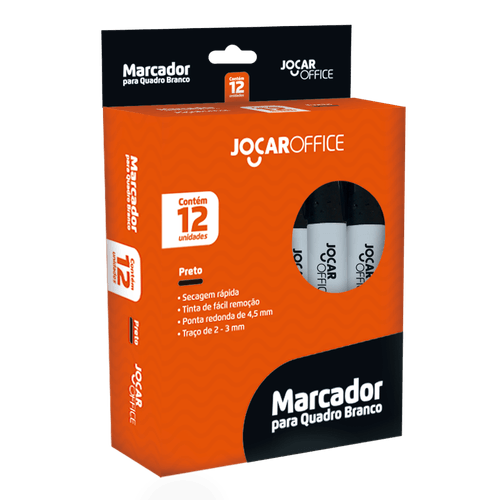 Marcador Para Quadro Branco Preto Cx/12 Und Jocar Office