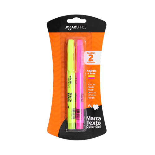 Marca Texto Gel Amarelo/Rosa Cx/12X2 Blister Jocar Office