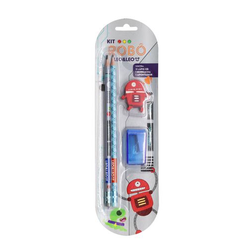 Kit Lapis Hb Robo 2 Lapis/Apontador/Borracha Caixa C/24 Blister Leoeleo
