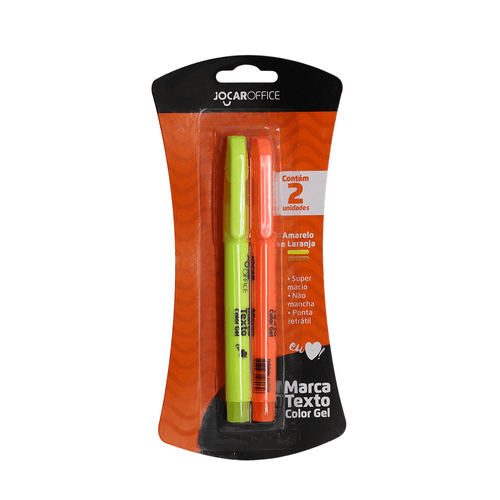 Marca Texto Gel Amarelo/Laranja Cx/12X2 Blister Jocar Office