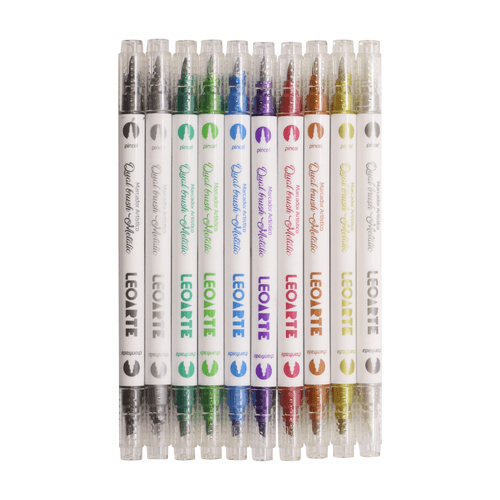 Marcador Artístico Dual Brush Metalic 10 Cores Leoarte