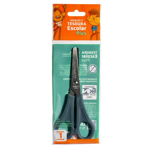 Tesoura Escolar Plus Inox 130Mm Plus Cx/12Und Leoeleo