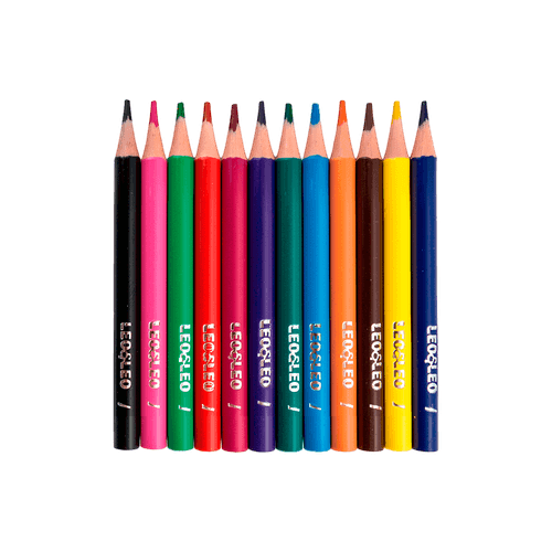 Lápis 12 Cores Mini Redondo Flex Leoeleo