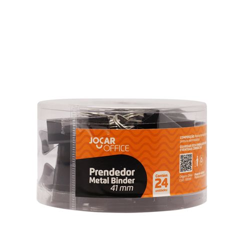 Prendedor Metal Binder Preto 41Mm Pote/24 Un Jocar Office