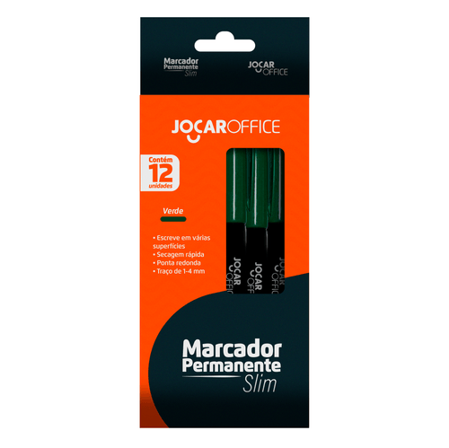 Marcador Perman.Ponta Redonda Verde Slim Cx/12 Jocar Office