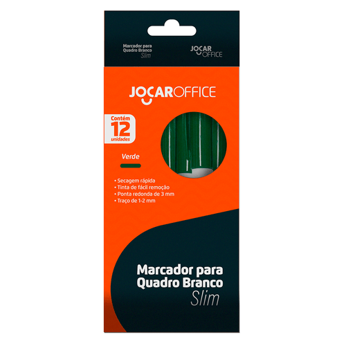 Marcador Para Quadro Branco Slim Verde Cx/12 Jocar Office