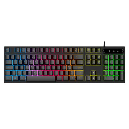 Teclado Gamer Letron 104 Teclas Com Rbg, Ergonomico, Modelo Abnt  X-Black