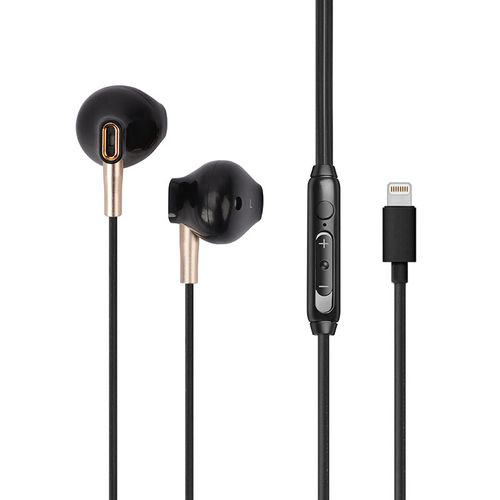 Fone De Ouvido Compatível com IOS, Semi-Auricular 1 Metro, Lightning - Preto