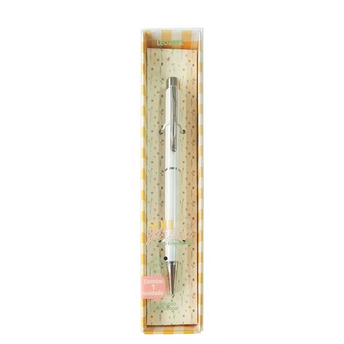 Caneta Premium Soul Garden Corpo Branco E Rose Gold Estojo C/1 Und Leo Arte