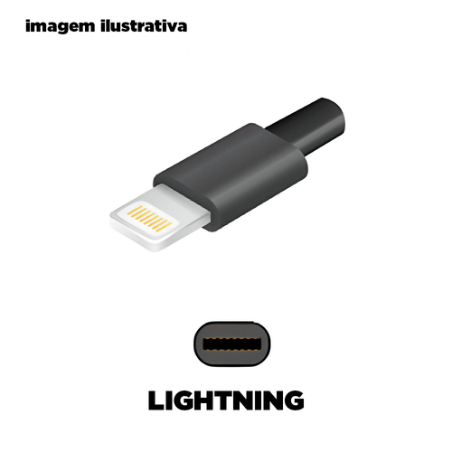 Cabo Lightning De Alta Resistência Compatível com IOS, Letron - Pvc 1M Preto
