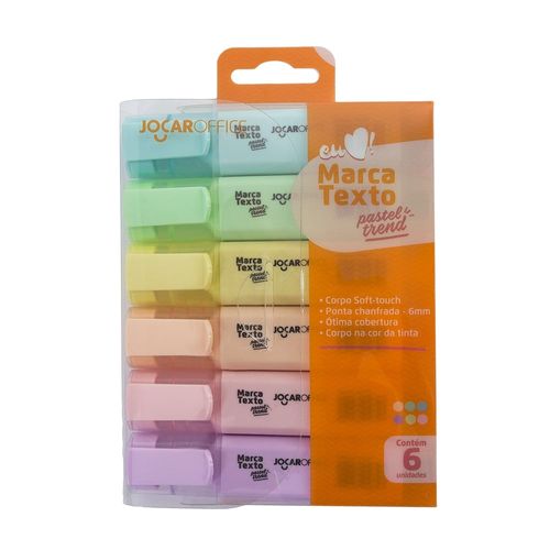 Marca Texto Cores Pastel Trend 6 Cores Cx/6 Estojos Jocar Office