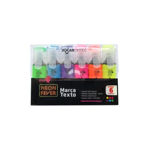 Marca Texto Neon Fever 6 Cores Caixa C/6 Estojos Jocar Office