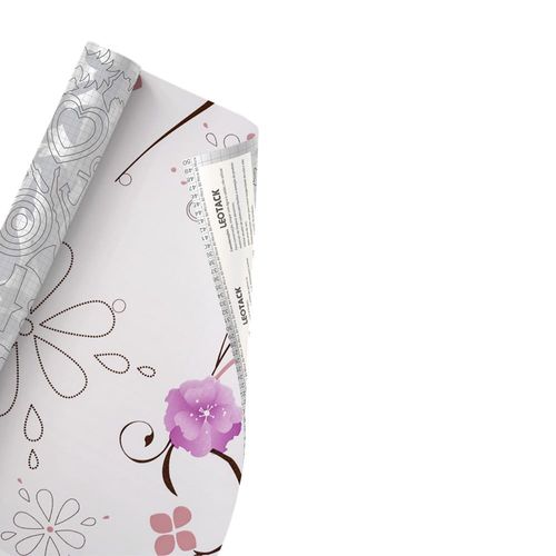 Plástico Adesivo Para Decoração Leotack Floral 02  45Cmx10M 80Mic Rolo Leoarte