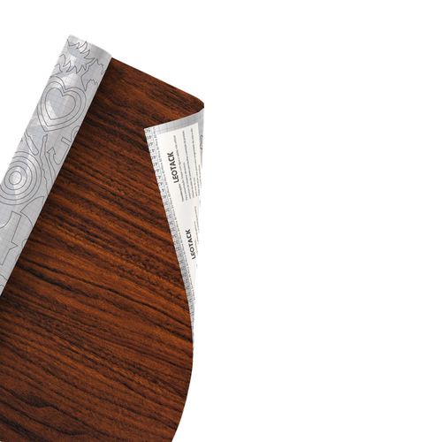 Plástico Adesivo Para Decoração Leotack Madeira Pau Rosa  45Cmx10M 80Mic Rolo Leoarte