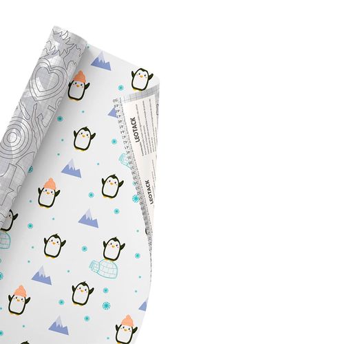 Plástico Adesivo Para Decoração Leotack Pinguim 45Cmx10M 80Mic Rolo Leoarte