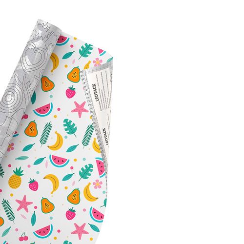 Plástico Adesivo Para Decoração Leotack Tropical 45Cmx10M 80Mic Rolo Leoarte