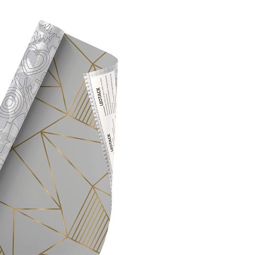 Plástico Adesivo Para Decoração Leotack Geométrico Chumbo Gold 45Cmx10M 80Mic Rolo Leoarte