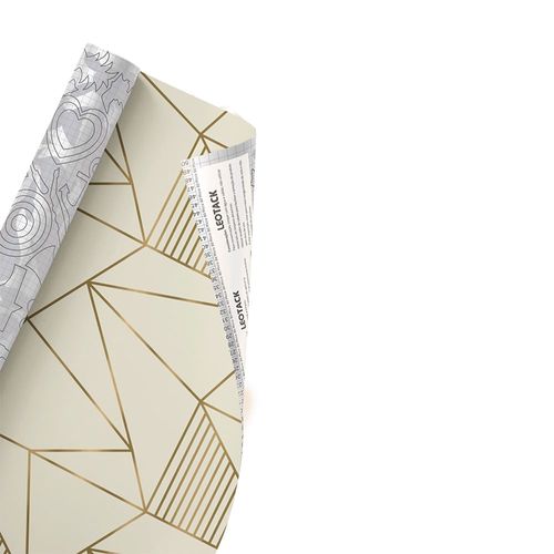 Plástico Adesivo Para Decoração Leotack Geométrico Bege Gold 45Cmx10M 80Mic Rolo Leoarte