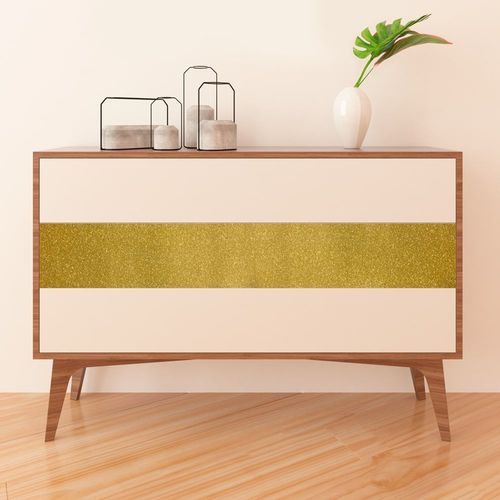 Plástico Adesivo Para Decoração Leotack  Brilho Dourado 45 Cmx10M 80 Mic Rolo Leoarte